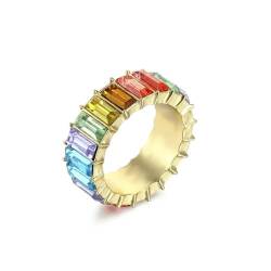 Zirkon-Kristall-Ring für Damen, heller Luxus, mehrfarbig, modischer Ring, Abschlussball, Party, Geschenk, Statement-Schmuckfabrik von LWXLP
