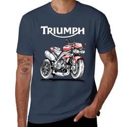 Triu-m-ph Herren-Motorrad-T-Shirt aus Baumwolle, kurzärmelig, Rundhalsausschnitt, weiches schwarzes T-Shirt, Basic, lässig, Fans, Geschenk, Tops, Marineblau, XL von LWZYMX