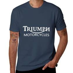 Triu-m-ph Herren-Motorrad-T-Shirt aus Baumwolle, kurzärmelig, Rundhalsausschnitt, weiches schwarzes T-Shirt, Basic, lässig, Fans, Geschenk, Tops, Marineblau-5, M von LWZYMX