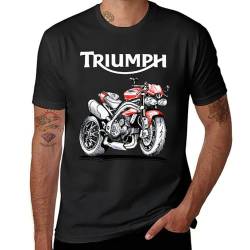 Triu-m-ph Herren-Motorrad-T-Shirt aus Baumwolle, kurzärmelig, Rundhalsausschnitt, weiches schwarzes T-Shirt, Basic, lässig, Fans, Geschenk, Tops, Schwarz, 58 von LWZYMX
