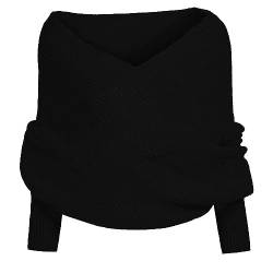 LXCJZY Snowfall Sweater Scarf with Sleeves,Women Knit Sweater Tops Scarf Winter Scarf (Black) von LXCJZY