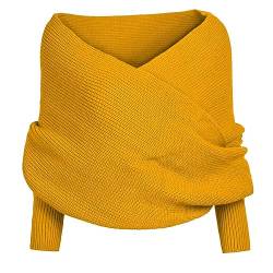 LXCJZY Snowfall Sweater Scarf with Sleeves,Women Knit Sweater Tops Scarf Winter Scarf (Yellow) von LXCJZY