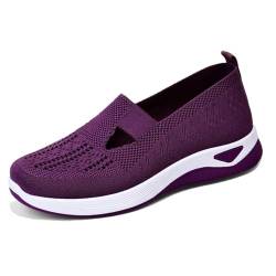LXCJZY Women's Woven Breathable Soft Sole Shoes, Outdoor Comfort Casual Fashion Slip-On Walking Shoes, Casual Mesh Shoes (Dark Purple, 37) von LXCJZY