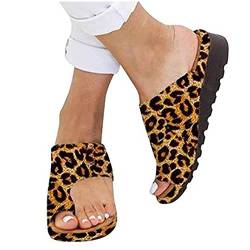 LXURY Damen Orthopädische Sandalen, Hallux Valgus Bunion Rutschfeste Weiche Flip Flops, Big Toe Hallux Valgus Für Die Behandlung, Sommer Strand Reise Hausschuhe,Leopard print,38 von LXURY