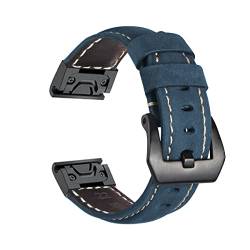 Leder Armbänder für Garmin 5X Sapphire/ 5X Plus/Fenix 3/3 HR / D2 Bravo/Descent MK1/MK2/MK2i Armband für Männer und Frauen Klassisches Leder mit Edelstahl Metall Schließe (2) von LXURY