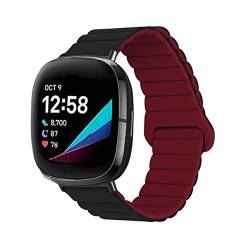 Silikon Armbänder für Fitbit Versa 4/ Versa 3/ Sense/ Sense 2 Männer und Frauen Bewegung mit Magnet Armbänder Ersatzband mit Magnet Armbänder Kompatibel mit Fitbit Versa 4/ Versa 3/ Sense/ Sense 2 (4) von LXURY