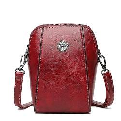 Vertikale All-Match-Handytasche, kleine diagonale Tasche aus weichem Leder, wasserdichte Mini-Umhängetasche für Damen (Red) von LXURY