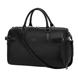 LXY Reisetasche aus Leder mit Schuhfach, für Damen und Herren, 2#schwarz von LXY