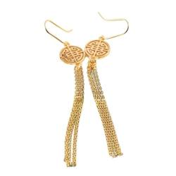 Jade-Ohrringe für Frauen, Ohrring S925 Silber Chinesischer Stil Goldene Runde Double Happiness Quaste Ohrringe Gold von LXZSMH