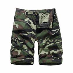 LY4U Cargo Shorts für Herren Lässige Baumwoll Camouflage Kampfshorts mit Mehreren Taschen Grün L von LY4U