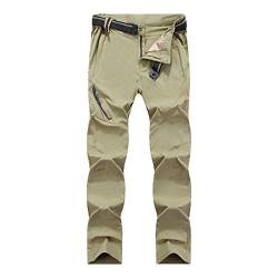 LY4U Herren Arbeitshose Atmungsaktiv Lässig Outdoor Angeln Wandern Hose mit Reißverschlusstaschen Khaki EU XS(Tag L) von LY4U