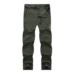 LY4U Schnelltrocknende Leichte Atmungsaktive Hose für Herren Outdoor Wanderhose mit Reißverschlusstaschen Armeegrün EU L(Tag 3XL) von LY4U