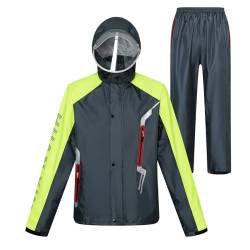 LY4U Wasserdichter Herren-Regenanzug Arbeitskleidung mit Kapuze Fahrradjacke und Hosen-Regenanzug mit sicherem reflektierendem Streifen, Dunkelblau L von LY4U