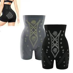 LYAART Negative Sauerstoffionen entgiftende Shaping-Shorts, Ionenfaser-Reparatur-Shaping-Shorts, fettverbrennende Bauchkontroll-Shapewear (B+2 Pieces,M) von LYAART