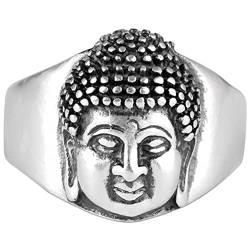 Buddhistischer Ring, Retro-Silberring, Retro-Ring, Ring aus 990er-Sterlingsilber, Thai-Silber, Retro-Ring, buddhistischer Buddha-Kopf, Bodhisattva, mattierter Ring1, 60 mm ( Color : 1 , Size : 58mm ) von LYAUOCGW