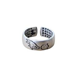 LYAUOCGW Buddhistischer Ring, Retro-Silberring, Offener Ring aus 999er-Sterlingsilber, matt, buddhistische Zitate, buddhistische Zitate, buddhistische Zitate, Unisex (Color : Buddha us) von LYAUOCGW