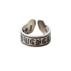 LYAUOCGW Buddhistischer Ring, Retro-Silberring, Offener Ring aus Sterlingsilber for Herren, Retro-Stil, buddhistische Sprüche, kreativer Ring aus Sterlingsilber von LYAUOCGW