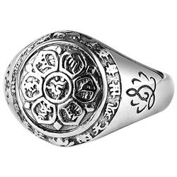 LYAUOCGW Buddhistischer Ring, Retro-Silberring, Retro-Ring aus 925er-Sterlingsilber, buddhistische Schriften, männlicher Ring1, 59 mm (Color : 1, Size : 56mm) von LYAUOCGW