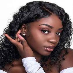 LYBYL Lace Wig Bob Echthaar Perücke 4X4 Free Part Lace Front Wig Human Hair Pre Plucked For Black Women Jerry Curly Lace Front Human Hair Wig Grade 8A Brazilian Virgin Hair Wig 12 Zoll(30.48cm） von LYBYL