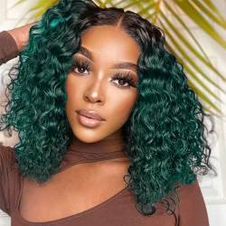 LYBYL Perücke Echthaar Bob Human Hair Wig Lace Front Wig Water Wave 4X4 Free Part Lace Closure Wig Pre Plucked Bleached Knots Remy Brazilian Hair Wigs For Black Women 14 Zoll(35.55cm) von LYBYL