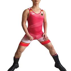 LYDHDY Anpassbare Wrestling-Singlet,Trikots-Uniform Gewichtheben-Outfit eng Anzug Elite Sports Standard Singlet für Männer Wrestling Uniform (Color : Rood, Size : L) von LYDHDY