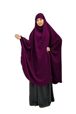 LYDHDY Eid Hooded Muslim Long Khimar Frauen Hijab Kleid Gebet Kleidungsstück Jilbab Abaya Vollständige Abdeckung Ramadan Kleid Burka Islamische Kleidung Niqab (Color : Purple, Size : XXL) von LYDHDY