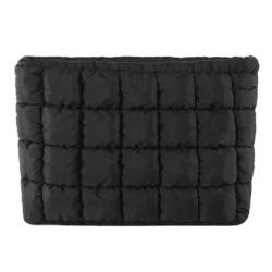 LYEAA Gesteppte Kosmetiktasche, Puffy Make-up-Organizer, Aufbewahrungstasche mit Reißverschluss, Kosmetik-Organizer, einfarbig, for Damen und Mädchen, Schwarz , modisch von LYEAA