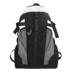 LYEAA Modisches und vielseitiges, trendiges Nylon + Netzfarbe, bunte Handtasche, Schwarz , 10.24*10.24*4.72inch von LYEAA