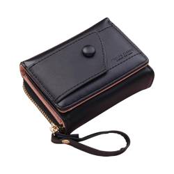 LYEAA Reißverschluss-Geldbörse, dreifach gefalteter Kartenhalter, Klassische Damen-Taschen-Geldbörse, solide PU-Leder-Tagesbrieftasche von LYEAA