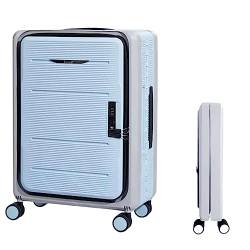 3-Speed Adjustable Trolley Carry On Luggage Front Open Suitcase with Universal Wheel Boarding Luggage Easy to Move (Light Blue 24 in) von LYFDPN