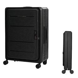 LYFDPN 3-Speed Adjustable Trolley Carry On Luggage Front Open Suitcase with Universal Wheel Boarding Luggage Easy to Move (Black 24 in) von LYFDPN