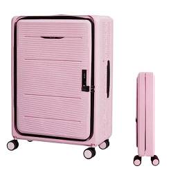 LYFDPN 3-Speed Adjustable Trolley Carry On Luggage Front Open Suitcase with Universal Wheel Boarding Luggage Easy to Move (Pink 24 in) von LYFDPN