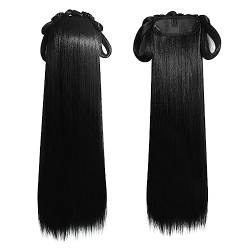 Frauen Synthetische Hanfu Stirnband Haar Verlängerung Chinesischen Stil Cosplay Antike Haarteil Haar Zubehör Kopfschmuck Schwarz (Color : Wig E) von LYHHGS