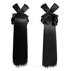 Frauen Synthetische Hanfu Stirnband Haar Verlängerung Chinesischen Stil Cosplay Antike Haarteil Haar Zubehör Kopfschmuck Schwarz (Color : Wig J) von LYHHGS