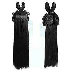 Frauen Synthetische Hanfu Stirnband Haar Verlängerung Chinesischen Stil Cosplay Antike Haarteil Haar Zubehör Kopfschmuck Schwarz (Color : Wig M) von LYHHGS