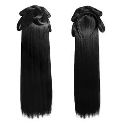 Frauen Synthetische Hanfu Stirnband Haar Verlängerung Chinesischen Stil Cosplay Antike Haarteil Haar Zubehör Kopfschmuck Schwarz (Color : Wig O) von LYHHGS