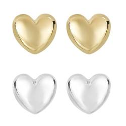 2 Paar Ohrringe, Herzform Gold Silber Ohrringe für Damen,Herzform für Frauen, Ohrringe Modeschmuck für Frauen und Mädchen von LYITZW