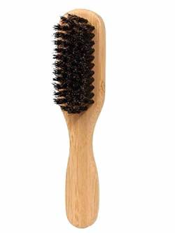 Haarbürste mit Wildschweinborsten, Bartbürste für Männer-Gesichtshaare – Glättet und fördert das Bartwachstum, arbeitet mit natürlichem Bartöl und Bart-Styling-Balsam, um den Bart weicher zu achen von LYNSAY