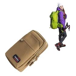 Lynsay Laufgürtel, große Crossbody-Bauchtasche, wasserdichte Gürteltasche für Festivals, Sport, Workout, Laufausrüstung, freihändige Brieftaschen, Handytasche, E:098 Vertikale Doppelschicht Khaki + Karabiner, 1 von LYNSAY