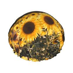 Sunshine Sonnenblumen bedruckte Duschhaube Doppel Wasserdicht Wiederverwendbar Baden Haar Kappe Duschhut Badekappen Für Frauen Männer Spa Salon von LYNSAY