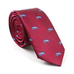 LYPOCS Herren Krawatte 2,36 Zoll Herren Lustige Neuheit Tiermuster Stickerei Jacquard Krawatte Lässige Tägliche Dünne Krawatten,6 × 145cm, Red Car von LYPOCS