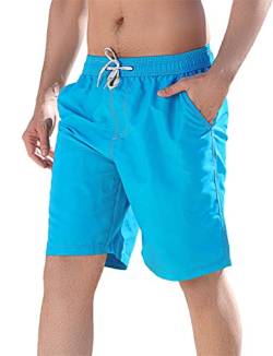 LYRIKER Badehose Herren Lang Badeshorts für Männer Sommer Locker Badehosen Blau 4XL von LYRIKER