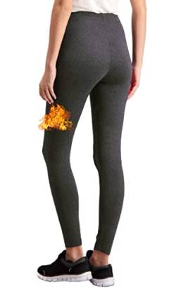 LYRIKER Damen Thermoleggins Gefütterte Leggings Thermo Warme Leggins Fleece Lined Dunkelgrau von LYRIKER