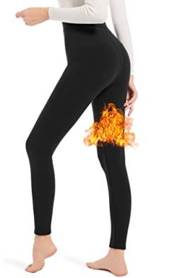 LYRIKER Thermo Leggings Gefüttert Damen Winter Fleece Thermoleggins aus Baumwolle Schwarz von LYRIKER