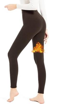 LYRIKER Thermoleggings für Damen Gefüttert Winter Thermo Leggings Thermohose Dunkelbraun von LYRIKER