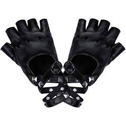 LYTIVAGEN 1 Paar Punk Handschuhe Nieten Handschuhe Fingerlos Rock Handschuhe Damen Lederhandschuhe für Tanz, Hip Hop, Performance, Pole Dance, Cosplay, Party von LYTIVAGEN