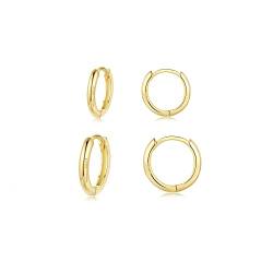 Creolen Silber 925 Klein Ohrringe Set für Damen Herren 8/10mm- Golden Klein Huggies Creolen Silber Damen Sterling Silber Pfosten Ohrringe Set Schmuck Geschenke für Oktoberfest Damen Herren von LYTOPTOP