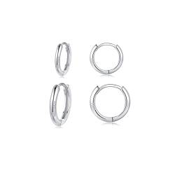 Creolen Silber 925 Klein Ohrringe Set für Damen Herren 8/10mm- Silber Klein Huggies Creolen Silber Damen Sterling Silber Pfosten Ohrringe Set Schmuck Geschenke für Oktoberfest Damen Herren von LYTOPTOP