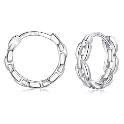 Creolen Silber Ohrringe für Damen, 925 Sterling Silber Klein Huggie Hinged Ohrringe, Hypoallergenic 12mm Knorpel Schlafen Ohrringe Piercings Schmuck für Frauen Mädchen Männer von LYTOPTOP