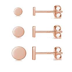 Damen Ohrstecker Silber 925, 3 Paar Klein Stering Silber Ohrstecker Ohrringe Set Reines Silber Piercing Ohr Tragus Lippen Schmuck für Damen Herren Geschenke mit Geschenkbox 2mm/3mm/4mm Rosegold von LYTOPTOP